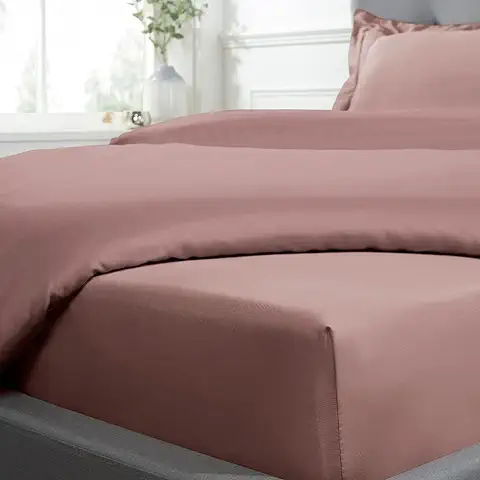 Sleepdown Sábana Bajera Ajustable 100% Algodón Satén Suave y Acogedora de 25 cm de Profundidad, 300 Hilos, Ropa de Cama de Lujo, Ropa de Cama, Color Rosa Rubor, Super King  