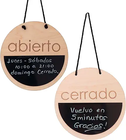 Smile BB- Cartel Abierto Cerrado con Pizarra para Tiendas, Negocios, Cartel de Horario Comercial, Fabricado en España  