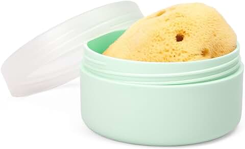Suavinex, Esponja Bebé Recién Nacido, Esponja 100% Natural para Bebé, Apta Pieles Sensibles, Esponja Marina, Esponja de Baño Muy Suave y Absorbente, con Estuche Canastilla para Guardar. Amarillo  
