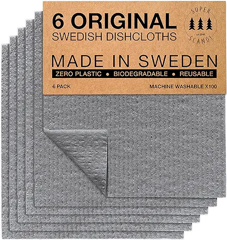 SUPERSCANDI - Paños Reutilizables para Vajillas, de Esponja de Celulosa, Biodegradables, para Cocina, Reemplaza el Papel de Cocina  