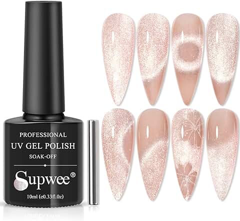 Supwee Smoothie Wide Cat Eye Gel Esmalte de Uñas Cat Magnetic Gel Polish 10ML Cat Eye Esmalte de Uñas Soak Off UV/LED Gel Cat Eye Polish con Barra Magnética  