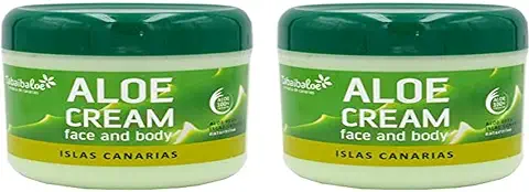 TABAIBALOE Crema Aloe Vera Crema Facial y Corporal Aloe Vera, 300 ml X 2 Unidades, 600 Mililitross  