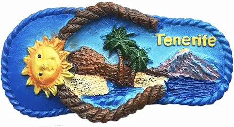 Tenerife Spain - Chanclas 3D para Refrigerador (resina, Recuerdos, Hechos a Mano, Decoración para el Hogar y la Cocina, Imán para Nevera de Tenerife, Colección de Regalo)  