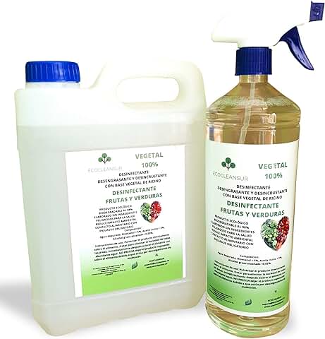 TENPRO CLEAN 3 Litros Desinfectante para Frutas y Verduras Producto 100% Vegetal a Base de Bioetanol y Ricino. Sin Lejía, no Toxico. 2+1L ATOMIZADOR  