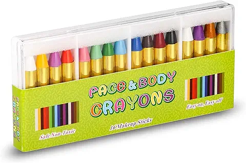 UNEEDE Pintura Facial, 16 Colores Pinturas Cara para Niños Face Body Paint Crayons Seguros y No Tóxicos Maquillaje Carnival Set para Carnaval, Pascua de Resurrección, Halloween Cosplay/Fiestastura  