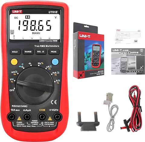 UNI-T UT61E Digital Multímetro Cierto RMS Pico Metro Conexión a PC AC/DC Voltaje Relativo Modo 22000 cuentas Datos Sostener Auto Rango