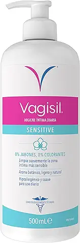 Vagisil Higiene Íntima Diaria Sensitive Mujer, Gel Para Uso Diario, Limpia Suavemente La Piel Sensible, Equilibra el pH, Sin Jabón, Sin Colorantes Y Sin Fragancia, 500 ml  