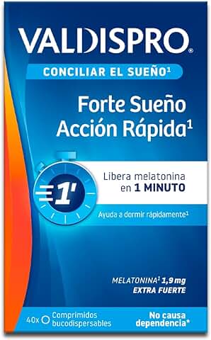 VALDISPRO Conciliar el Sueño, Forte Sueño Acción Rápida 1,9 mg, Suplementos Extra Fuertes Para Conciliar El Sueño Rápidamente, En 1min, No Necesita Agua, 40 Comprimidos Bucodispersables  