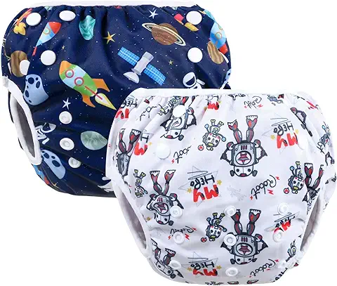 Vicloon Pañales para Nadar para Bebés,2PCS Pañales para Bebés Lavables,Pañales para Nadar para Bebés Reutilizables,Pantalones de Entrenamiento para Pañales para Bebés  