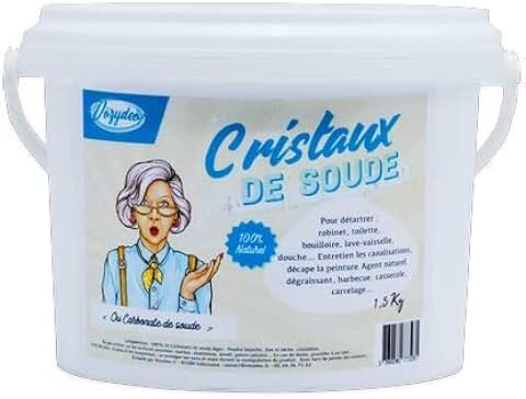 VOZYDEO CDS15 Polvo De Cristales De Sosa, Cubo + Guía Del Usuario, Caja Hermética, Limpiador Multiusos 100% Natural, Ecológico Y Multifunción, Blanco, 1.5 Kg  