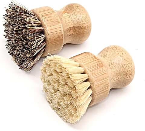 Yngffb Cepillo Fregar Platos, 2 Piezas Cepillo de Verduras, Cepillo de Palma, Cepillo para Platos, Hecho de Madera, Seguro, Ecológico, Duradero, no Fácil de Deformar, para Cocina, Baño  